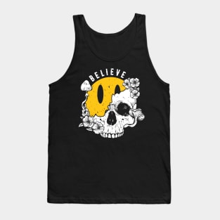 "Believe" Emoji & Psychedelic Skull Tank Top